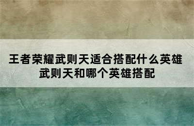 王者荣耀武则天适合搭配什么英雄 武则天和哪个英雄搭配